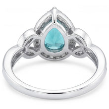 Afbeelding in Gallery-weergave laden, 14K Witgoud VVS Paraiba Toermalijn Halo Verlovingsring 3,25