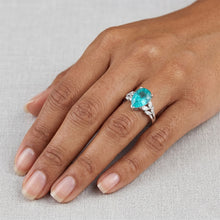 Afbeelding in Gallery-weergave laden, 14K Witgoud VVS Zuiverheid Neon Paraiba Sieraadsteen Ring 2