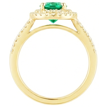 Afbeelding in Gallery-weergave laden, 14K gouden ovale groene smaragd met ronde Natuurlijke echte diamanten ( niet in een laboratorium gekweekt ) ring 6 karaat