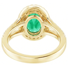 Afbeelding in Gallery-weergave laden, 14K gouden ovale groene smaragd met ronde Natuurlijke echte diamanten ( niet in een laboratorium gekweekt ) ring 6 karaat