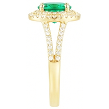 Afbeelding in Gallery-weergave laden, 14K gouden ovale groene smaragd met ronde Natuurlijke echte diamanten ( niet in een laboratorium gekweekt ) ring 6 karaat