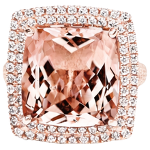 Afbeelding in Gallery-weergave laden, 14K roségouden Morganite en Natuurlijke echte diamanten ( niet in een laboratorium gekweekt ) ring van 10,25 ct nieuw