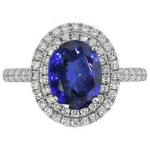 Afbeelding in Gallery-weergave laden, 14K witgoud 7,25 karaat tanzaniet met Natuurlijke echte diamanten ( niet in een laboratorium gekweekt ) ring