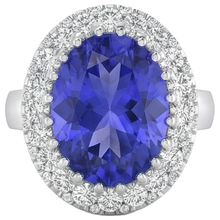 Afbeelding in Gallery-weergave laden, 14K Witgoud 15 Karaat Grote Tansaniet En Kleine Natuurlijke uit de aarde gewonnen Diamanten Ring Nieuw