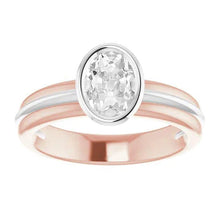 Afbeelding in Gallery-weergave laden, 14K Gouden Solitaire Trouwring Ovale Oude Mijn Geslepen Natuurlijk Diamant 3 Karaat