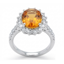 Afbeelding in Gallery-weergave laden, 14K witgouden Madeira Citrien en Natuurlijke echte diamanten ( niet in een laboratorium gekweekt ) ring 22,50 karaat sieraden