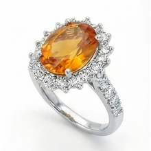 Afbeelding in Gallery-weergave laden, 14K witgouden Madeira Citrien en Natuurlijke echte diamanten ( niet in een laboratorium gekweekt ) ring 22,50 karaat sieraden