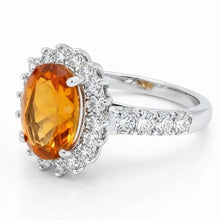 Afbeelding in Gallery-weergave laden, 14K witgouden Madeira Citrien en Natuurlijke echte diamanten ( niet in een laboratorium gekweekt ) ring 22,50 karaat sieraden
