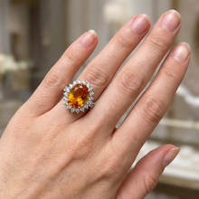 Afbeelding in Gallery-weergave laden, 14K witgouden Madeira Citrien en Natuurlijke echte diamanten ( niet in een laboratorium gekweekt ) ring 22,50 karaat sieraden