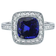 Afbeelding in Gallery-weergave laden, Ring van 14.75 Karaat Tanzaniet met Kastzetting en Natuurlijke uit de aarde gewonnen Diamanten, Goud 14K