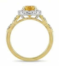 Afbeelding in Gallery-weergave laden, 14,75 karaat ovaal geslepen Citrien en diamanten trouwring geel goud