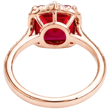 Afbeelding in Gallery-weergave laden, 17 Karaat Grote Asscher Geslepen Rode Robijn IGI GECERTIFICEERDE En Diamanten Ring Goud 14K