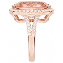 Afbeelding in Gallery-weergave laden, 17 kt Morganite en Natuurlijke echte diamanten ( niet in een laboratorium gekweekt ) jubileumring goud Rose 14K