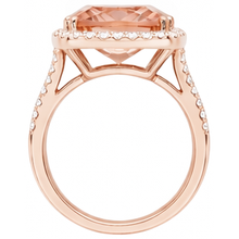Afbeelding in Gallery-weergave laden, 17 kt Morganite en Natuurlijke echte diamanten ( niet in een laboratorium gekweekt ) jubileumring goud Rose 14K