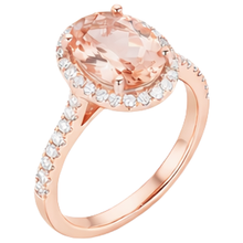 Afbeelding in Gallery-weergave laden, 17,15 ct. Morganite en Natuurlijke echte diamanten ( niet in een laboratorium gekweekt ) jubileumring 14K roségoud