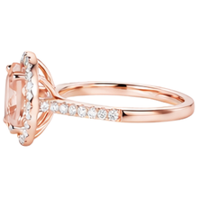 Afbeelding in Gallery-weergave laden, 17,15 ct. Morganite en Natuurlijke echte diamanten ( niet in een laboratorium gekweekt ) jubileumring 14K roségoud