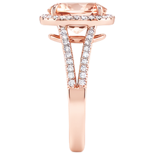 Afbeelding in Gallery-weergave laden, 17,25 ct ovaal en rond geslepen Morganite met Natuurlijke echte diamanten ( niet in een laboratorium gekweekt ) Ring Rose Gold