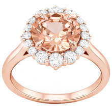 Afbeelding in Gallery-weergave laden, 17,75 ct. Morganite en Natuurlijke echte diamanten ( niet in een laboratorium gekweekt ) ring 14K gouden roos