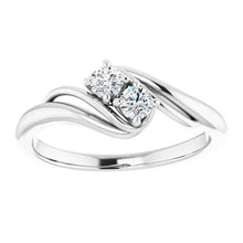 Afbeelding in Gallery-weergave laden, 1 Karaat Echt Diamanten Verlovingsring Bypass Schacht Instelling Wit Goud 14K