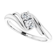 Afbeelding in Gallery-weergave laden, 1 Karaat Echt Diamanten Verlovingsring Bypass Schacht Instelling Wit Goud 14K