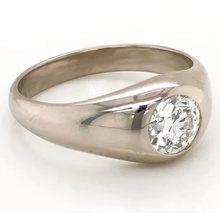 Afbeelding in Gallery-weergave laden, 1 Karaat Heren Zigeuner Solitaire Echt Diamanten Ring F VS1 Ronde Diamant Witgoud 14K