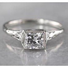 Afbeelding in Gallery-weergave laden, 1 Karaat Prinses Solitaire Echt Diamanten Ring Taps Toelopende Stijl Wit Goud 14K
