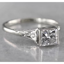 Afbeelding in Gallery-weergave laden, 1 Karaat Prinses Solitaire Echt Diamanten Ring Taps Toelopende Stijl Wit Goud 14K