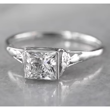Afbeelding in Gallery-weergave laden, 1 Karaat Prinses Solitaire Echt Diamanten Ring Taps Toelopende Stijl Wit Goud 14K