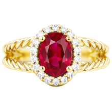 Afbeelding in Gallery-weergave laden, 1,16 karaat Natuurlijke echte diamanten ( niet in een laboratorium gekweekt ) robijn edelsteen ring ovaal wit goud 14K