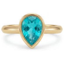 Afbeelding in Gallery-weergave laden, 1,25 karaat Paraiba Toermalijn Edelsteen Ring in 14K Geelgoud