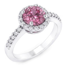 Afbeelding in Gallery-weergave laden, 1,25 karaat Ronde roze saffier solitaire met accent verlovingsring