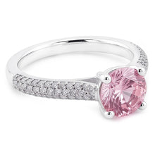 Afbeelding in Gallery-weergave laden, 1,26 ct Ronde roze saffier centrum trouwring met edelsteen