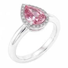 Afbeelding in Gallery-weergave laden, 1,26 ct roze saffier peer & ronde Natuurlijke echte diamanten ( niet in een laboratorium gekweekt ) verlovingsring