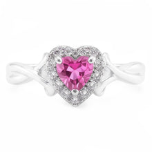 Afbeelding in Gallery-weergave laden, 1,30 ct roze saffier en Natuurlijke echte diamanten ( niet in een laboratorium gekweekt ) trouwring 14K witgoud
