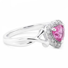 Afbeelding in Gallery-weergave laden, 1,30 ct roze saffier en Natuurlijke echte diamanten ( niet in een laboratorium gekweekt ) trouwring 14K witgoud