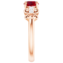 Afbeelding in Gallery-weergave laden, 1,40 karaat roségouden 14K Natuurlijke echte diamanten ( niet in een laboratorium gekweekt ) ronde robijn ring