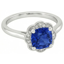 Afbeelding in Gallery-weergave laden, echte round saffier 1.5karaat ring vooraanzicht