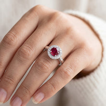 Afbeelding in Gallery-weergave laden, 1,5 ct ronde geslepen rode saffier Natuurlijke echte diamanten ( niet in een laboratorium gekweekt ) ring wit goud