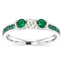 Afbeelding in Gallery-weergave laden, 1,50 karaat smaragd en Natuurlijke echte diamanten ( niet in een laboratorium gekweekt ) ring wit goud 14K