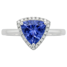 Afbeelding in Gallery-weergave laden, 1,50 karaat tanzaniet en ronde Natuurlijke echte diamanten ( niet in een laboratorium gekweekt ) fancy ring wit goud 14k