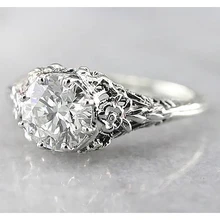 Afbeelding in Gallery-weergave laden, 1,50 Karaat Echt Diamant Ronde Antieke Stijl Verlovingsring Wit Goud 14K