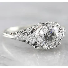Afbeelding in Gallery-weergave laden, 1,50 Karaat Echt Diamant Ronde Antieke Stijl Verlovingsring Wit Goud 14K