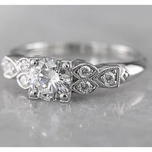 Afbeelding in Gallery-weergave laden, 1,50 Karaat Ronde Natuurlijk Diamanten Verlovingsring Antieke Stijl Wit Goud 14K