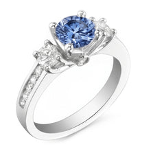 Afbeelding in Gallery-weergave laden, 1,51 ct. Wit blauwe Natuurlijke echte diamanten ( niet in een laboratorium gekweekt ) 3 stenen edelsteen ring wit goud