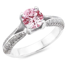 Afbeelding in Gallery-weergave laden, 1,51 ct roze saffier witte ronde edelsteen verlovingsring
