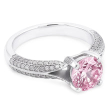Afbeelding in Gallery-weergave laden, 1,51 ct roze saffier witte ronde edelsteen verlovingsring