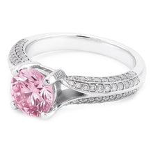 Afbeelding in Gallery-weergave laden, 1,51 ct roze saffier witte ronde edelsteen verlovingsring
