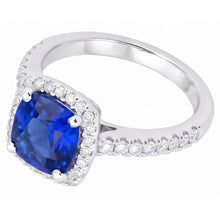 Afbeelding in Gallery-weergave laden, 1,80 ct kussen gesneden Sri Lanka saffier edelsteen ring Natuurlijke echte diamanten ( niet in een laboratorium gekweekt ) sieraden