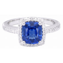 Afbeelding in Gallery-weergave laden, 1,80 ct kussen gesneden Sri Lanka saffier edelsteen ring Natuurlijke echte diamanten ( niet in een laboratorium gekweekt ) sieraden