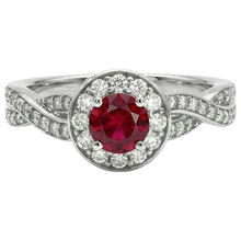 Afbeelding in Gallery-weergave laden, 1,85 karaat rode ronde Halo Ruby Natuurlijke echte diamanten ( niet in een laboratorium gekweekt ) ring wit goud 14K